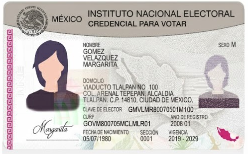 Credencial INE de ejemplo